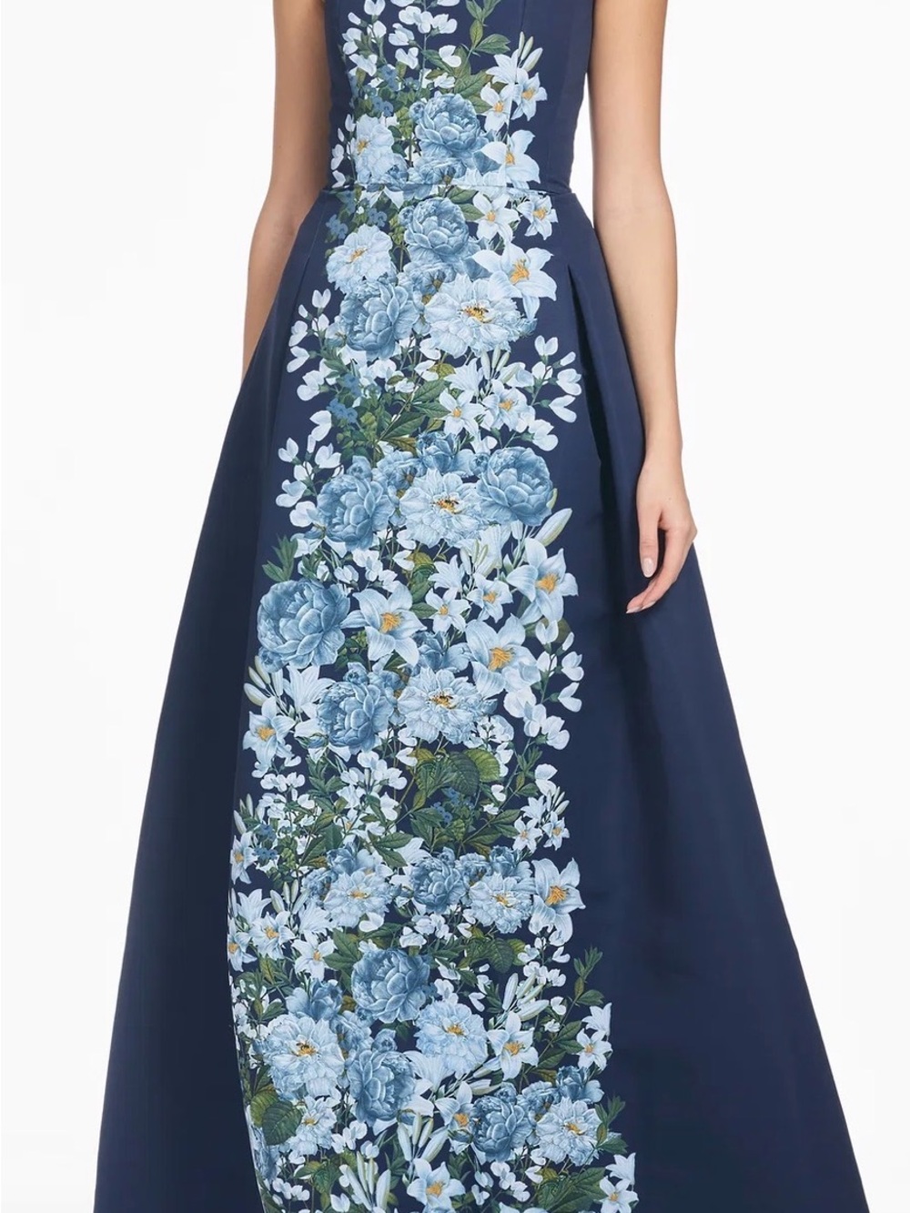 Sachin + Babi: Larisa Navy Floral Strapless Ball Gown
